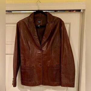 GAP Women's Chestnut Brown Leather Blazer